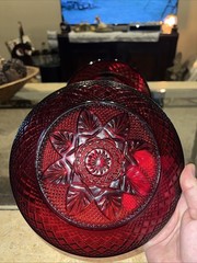 2 Cristal D’Arques Durand Luminarc Red Glass 8″ Salad Lunch Plates Vintage