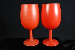 8 Vintage MCM Orange/Red Frosted Matte Goblets Blendo Style By Rainbow Glass