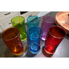 6 MCM Highball Rainbow Leonardo Swung Long 12 oz Curved Tumbler Glasses