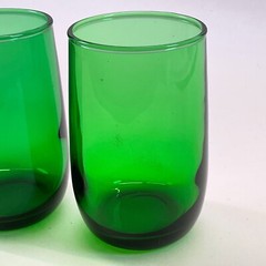 Anchor Hocking Forest Green Roly Poly Juice Glasses Set of 2