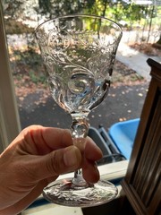 CORBETT STOURBRIDGE ROCK CRYSTAL WINE GLASSES (7) WILLIAM KNY C.1897-1910