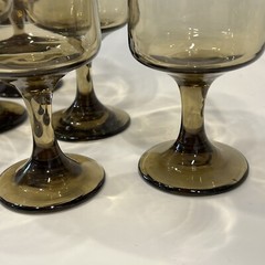 Vintage Libbey Tawny Accent Stem Glasses 1970s Set of 6 MCM Smokey Amber Modern