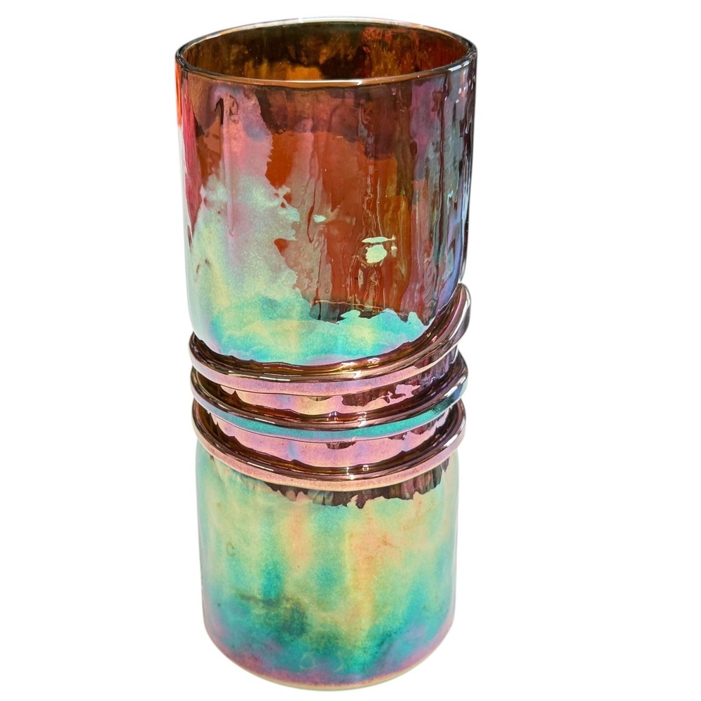 Esteban Prieto Hand-Blown Iridescent Oil Slick Tumbles 6″ Signed