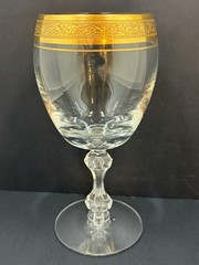 Tiffin Franciscan Westchester Water Goblet Gold Rim 6 7/8 in