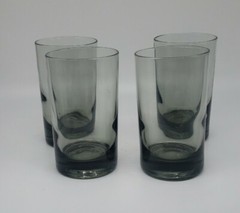 Juice Glasses Lot of (4) Smoke Gray Mid Century Vintage 4″ Tall 2.25″ Diameter