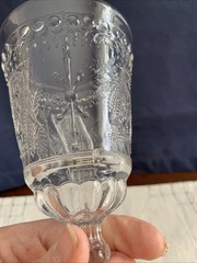 Unusual Pressed Glass Clear Goblet ~ Belt Buckle Band~6”Tall~ Footed~ Vintage