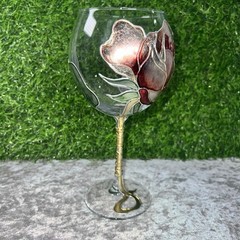 Floral Hand Painted Gilded Wine Art Glass AMADEO Verona ITALY Una Alla Volta