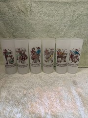Set of 6 Vintage tumblers «Square Dance» by Federal Glass excellent condition