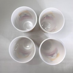 Vintage 1950s Circus Clown Tumblers Hazel Atlas Milk Glass Bozo Set 4 Novelty