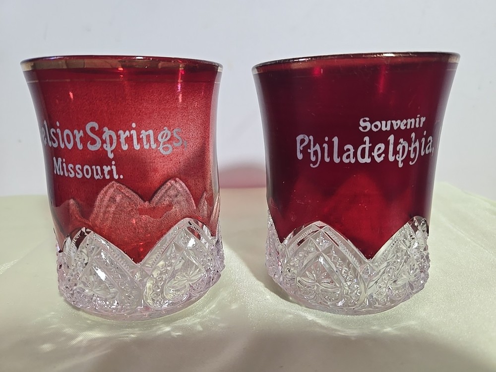 Victorian Ruby Flashed 3.75 Inch Philadelphia Souvenir,Excelsior Springs.