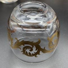 Six (6) MCM Cera 22k Gold Scroll Roly Poly Rocks Glasses Low Ball Tumblers