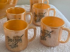 Vintage Fire King Peach Luster Tom and Jerry Punch Bowl Set 14 Piece Set