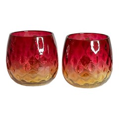 Antique Mt. Washington New England Amberina Punch Cups Pair USA ca. 1885-1890