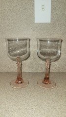 Vintage Cristal D’Arques Durand Blush Pink Stem Wine Glasses Set 2 ~France
