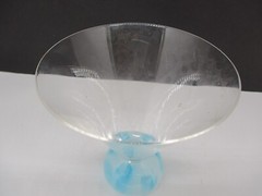 Blue and White Swirl Art Glass Base Cocktail Glass