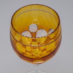 Varga Crystal Etched Amber Water Goblet Glass(es) – 8 3/8″