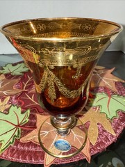 Medici Gold Water Goblet, Antique, Rare, Italian. Arte Italica.