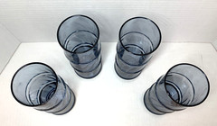 4 Libbey BAMBOO BASH Blue Optic 6.75″ Drink Glass Highball Ice Tea Tiki Tumbler