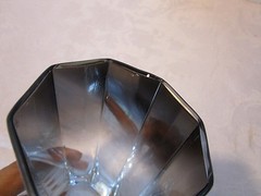 Vintage Vitreon Queens LUSTERWARE glass 4-tumbler Ombre 8-sided Hex 12 Oz. r