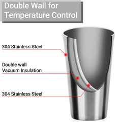 Stainless Steel Tumbler 16 oz Stackable Double Wall Insulated Cups 4 Pack for