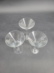 Elegant Set of 3 Krosno Poland Crystal Martini Cocktail / Glasses 6.5″ T X 4.5 D