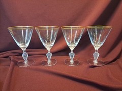 4 Tiffin Franciscan Mansfield Elegant Water Wine Crystal Goblets Diamond Stem