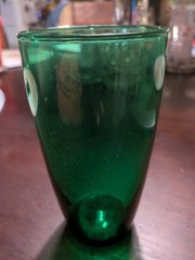 Vintage MCM 1950s -60s Hand Blown Forest Green Tumbler made in Italy