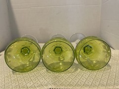 6 Signed Val St Lambert Crystal Saumur Vignes Green Roemer Wine Hocks Glasses