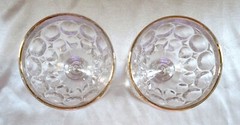 2 Jeanette Glass Thumbprint Stemmed 4″ Liquor Cocktail Glasses 1950s USA