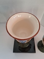 Vintage Henriksen»Cheryl Rosa» Ceramic Goblets;Wine/Water; Handpainted; Mint/EUC