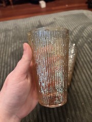 Pair Of Vintage Jeannette Glass Company «Tree Bark» pattern glasses