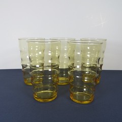 Vintage Federal Glass Amber Ringed Tumber (Set of 5)