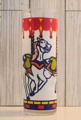 Carousel Tom Collins Drinking Glass Circus Horse Vinatge Barware Cocktail Party
