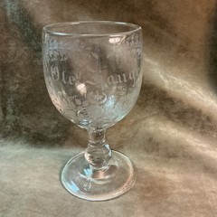 Victorian Ole. Hauge Etched Beer Goblet Glass Clear Color Circa 18880’s