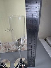 Vintage Lenox Forevermore Champagne Flute Pair Silverplate 9.5” w/ Box