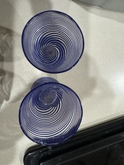 ANTIQUE Bimini Werkstatte Rooster Wine Glass Cordial Blue Latticino Swirl Deco