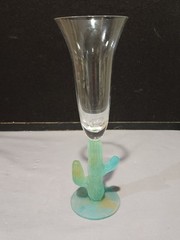 SIGNED Daum France Cactus CHAMPAGNE FLUTE 9.5″ Glass Hilton Mc Connico Crystal