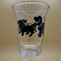 Vintage Mid Century Libbey Juice Glass Scottie Dog Design 3″ Tall
