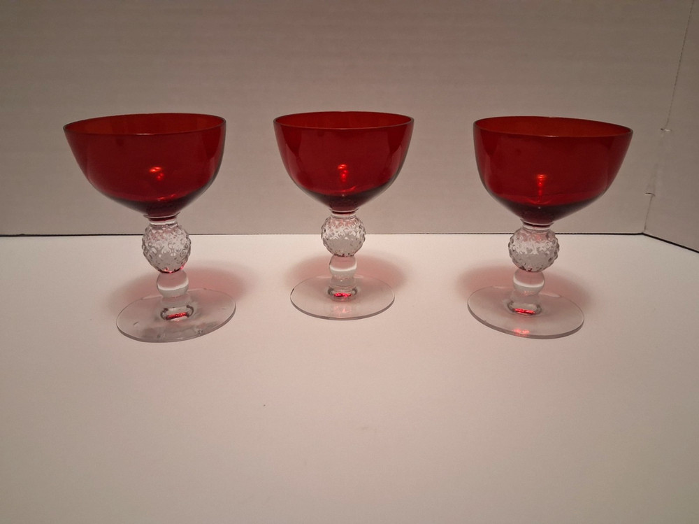 Golf Ball Ruby Liquor Cocktail by Morgantown Spanish Red 1920’s 3 set