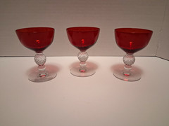 Golf Ball Ruby Liquor Cocktail by Morgantown Spanish Red 1920’s 3 set