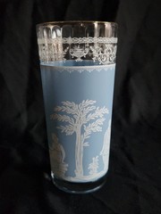 Hellenic Blue 16 oz Flat Tumbler by Jeannette • 6½» Tall Vintage