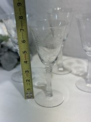 Set of 4 Fostoria Lido Crystal Water Goblet Scepter Stem Palm Leaves Etched 7.5”