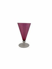 Vintage Pink Amethyst Glass Goblet Flared Martini Cocktail Glass Clear Stem