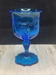 Fenton Vintage Empress Colonial Turquoise Blue 6 1/2” Water Goblet
