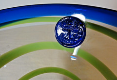 Kosta Boda Royal Caribbean Cruise Green Swirl Blue Rimmed Margarita Glass