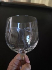 Palm Tree Cut Crystal Red Wine Balloon Set of 3 Goblets