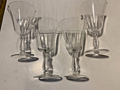 LOT of 4 VINTAGE Fostoria SILVER FLUTES 6.5″ Claret Wine Liquor Cocktail Glasses