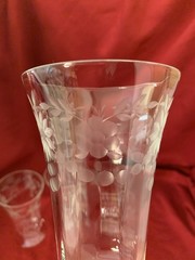 Set 4 Parfait/Iced Tea Glasses Optic Etched Floral & Swag 5.5” 10 Oz EXQUISITE