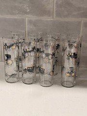 Vintage Set Of 8 Libbey Stagecoach Carriage Highball Glasses MCM Tom Collins
