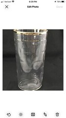 4 Vintage Glass Tumblers Gold Bands Optic Eyes Very Good